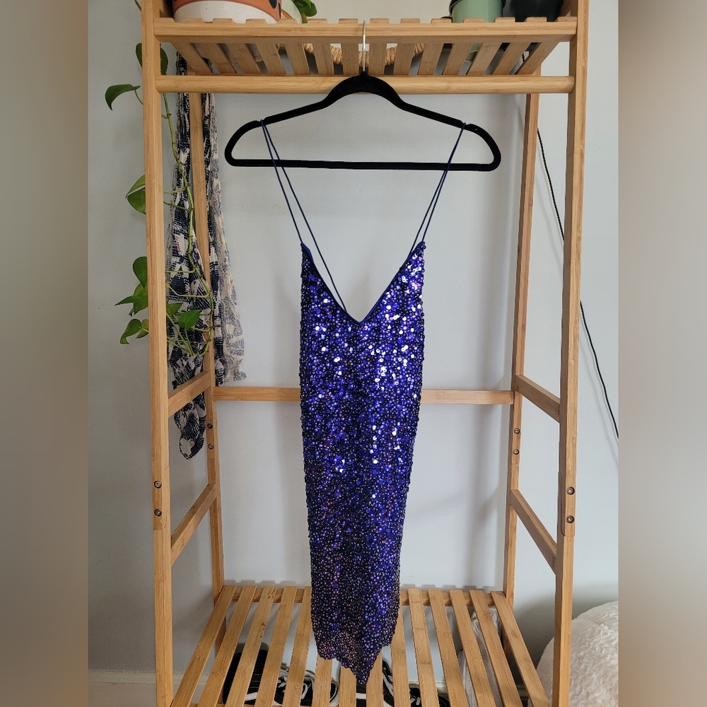 Lulus Force Of Fashion Royal Blue Backless Sequin Mini Dress - Size S - Picture 6 of 7
